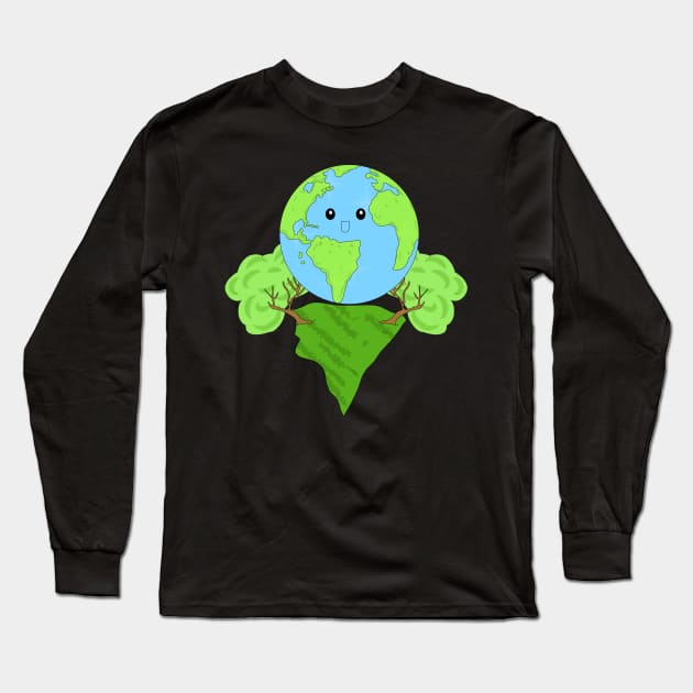 Mother Earth on land in nature, Eco-friendly concept. Long Sleeve T-Shirt by zinfulljourney